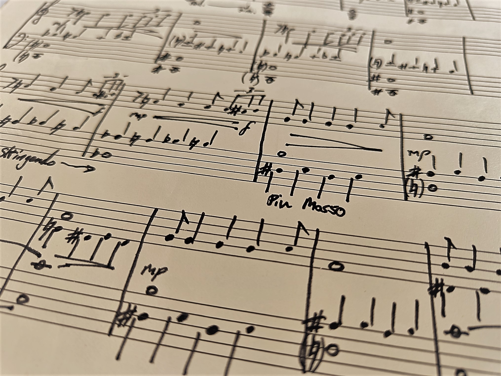extract of original piano score written in fountain pen